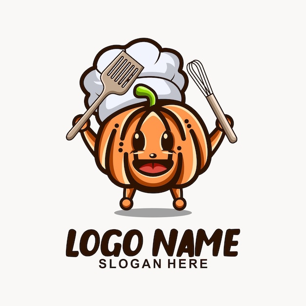 pumpkin Chef cute mascot character logo design