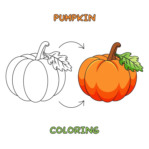 Vettore pagina da colorare di zucca