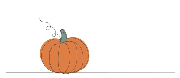 Vettore isolato di disegno di linea continua di zucca