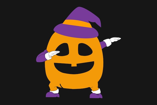 Pumpkin Dabbing Halloween Illustration