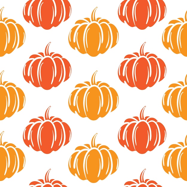Pumpkin doodle hand drawn orange seamless pattern