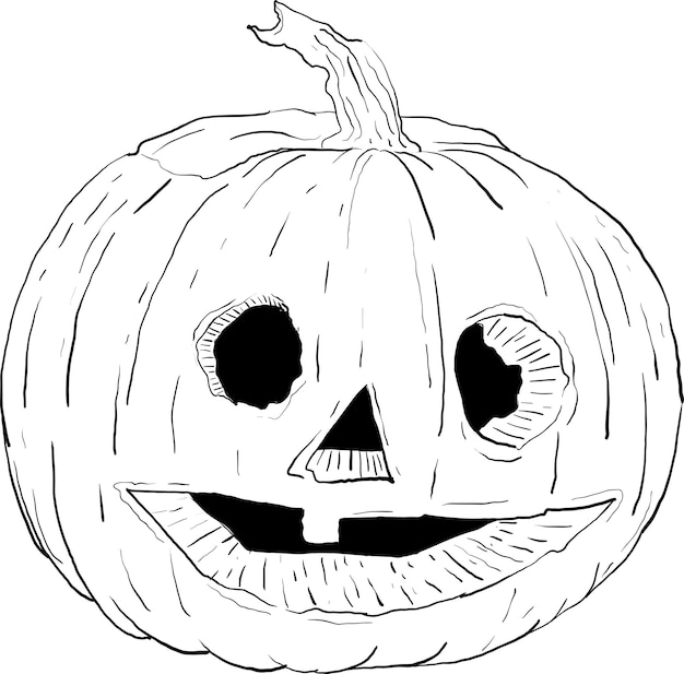 お祝いのテーブルの上のカボチャ ハロウィーンの手描きのグラフィック スタイル 6