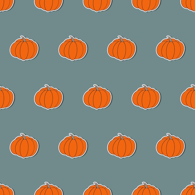 Pumpkin in a flat style. Pumpkin sticker. Suitable for backgrounds, cards and wrapping paper. Vector.