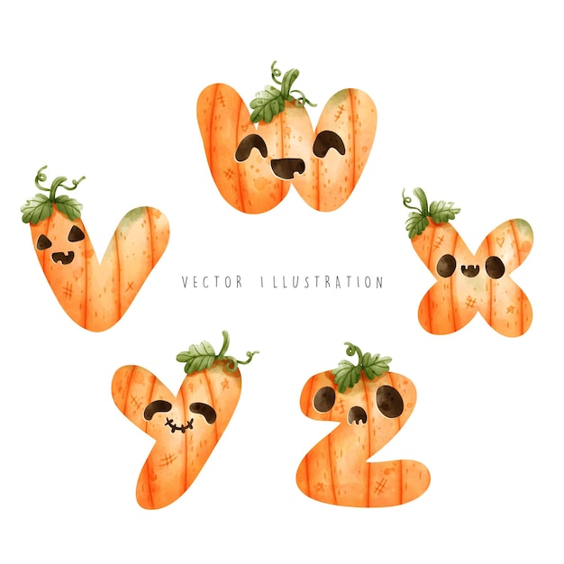 Pumpkin font Halloween Alphabet vector illustration