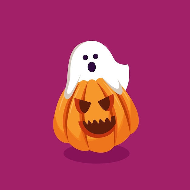 Pumpkin Ghost Character Design Illustration