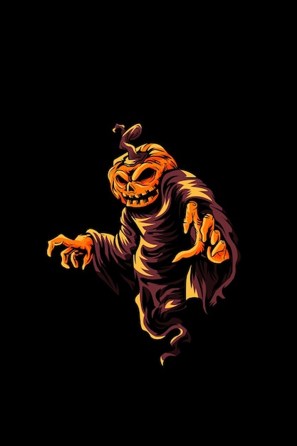 Pumpkin ghost vector illustration