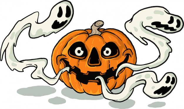 Vector pumpkin and ghost