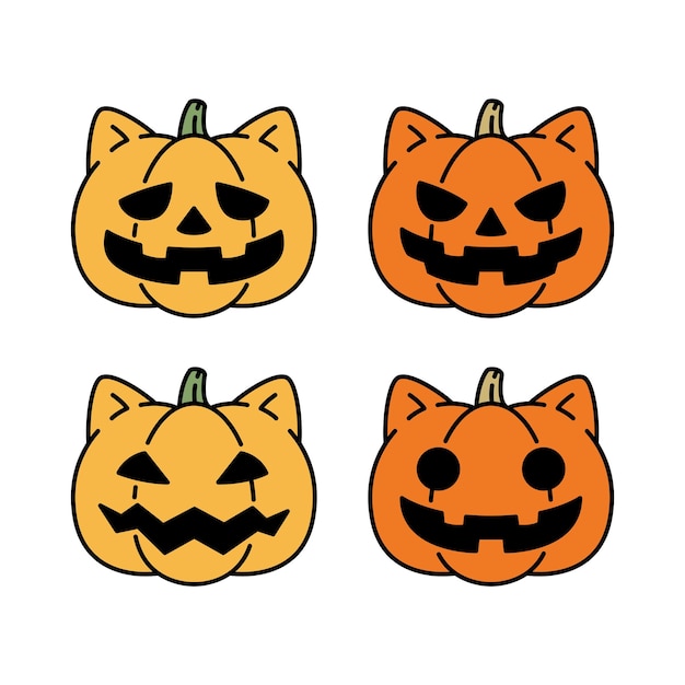 Pumpkin halloween cat kitten icon cartoon