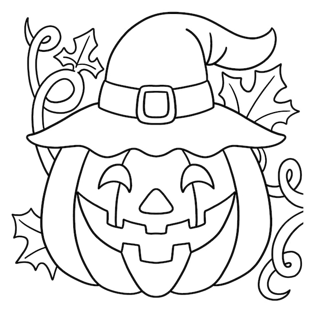 Vector pumpkin halloween coloring page for kids