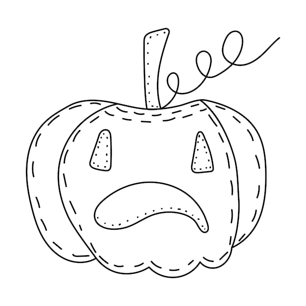 Pumpkin for halloween doodle sketchoutline vector isolated