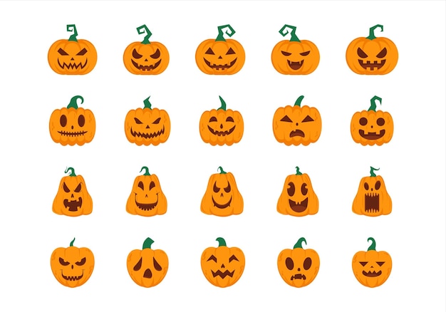 Vettore set di elementi illustrativi di pumpkin halloween