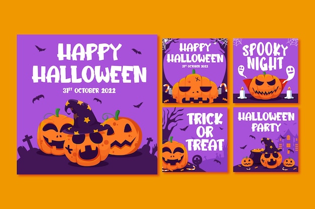 Vector pumpkin halloween instagram post template