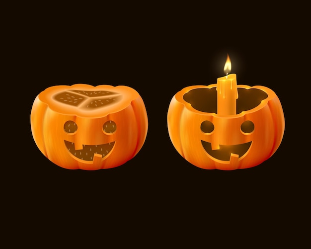 Pumpkin halloween jack lantern realistic vector illustration