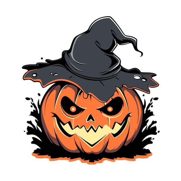 Тыква Хэллоуин талисман логотип для киберспорта Хэллоуин дизайн футболки Хэллоуин логотип Хэллоуин стикер