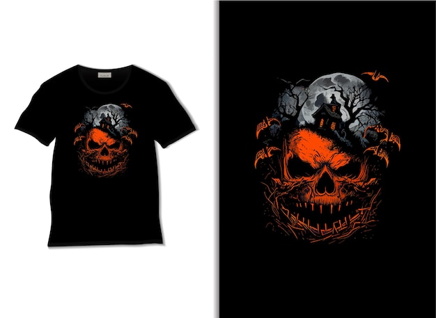 Pumpkin halloween scary t shirt design illustration grungy vector artwork t-shirt print