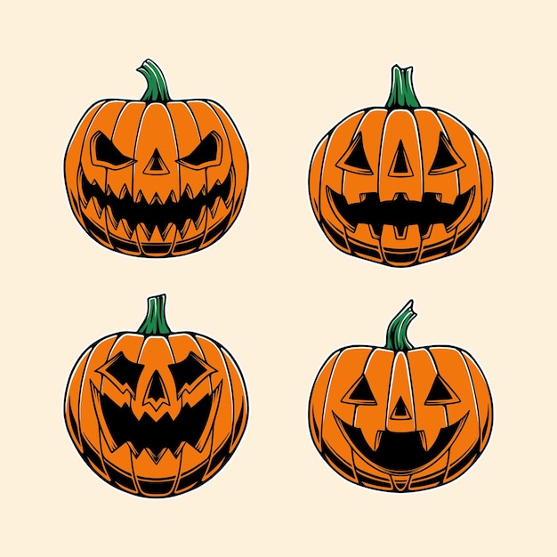 Pumpkin halloween vector design set