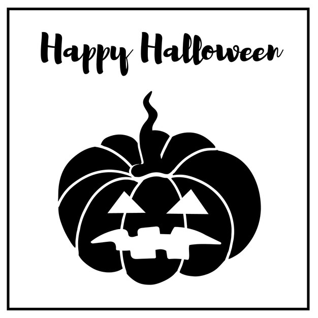 Vector pumpkin and happy halloween letteringsilhouette
