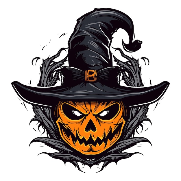 Pumpkin happy halloween scary print for design vector illustration