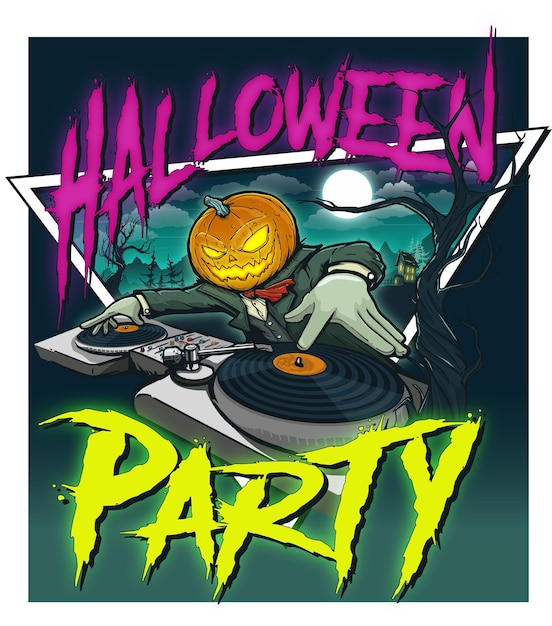 Pumpkin Head Halloween Party Illustration