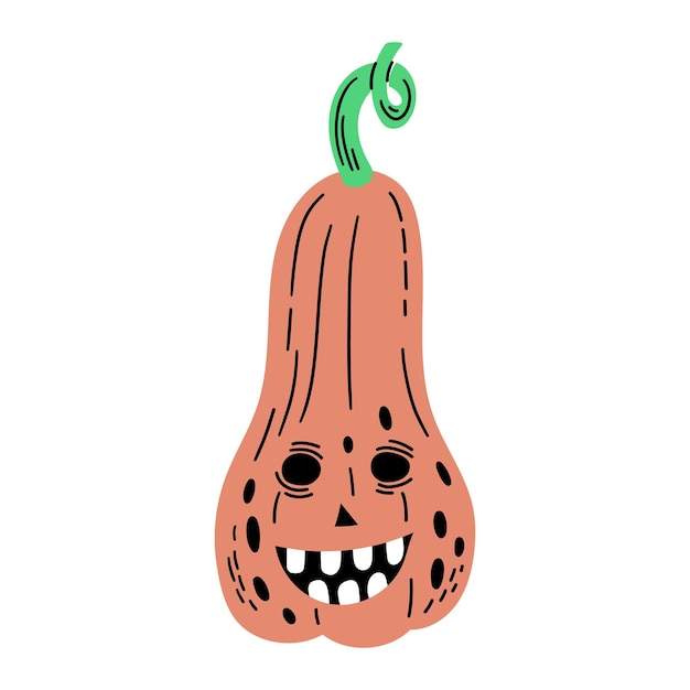 Pumpkin Head Hand Drawn Halloween Illustration