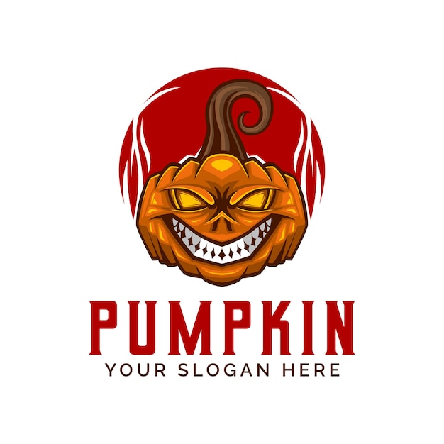 Pumpkin head logo design vector illustration