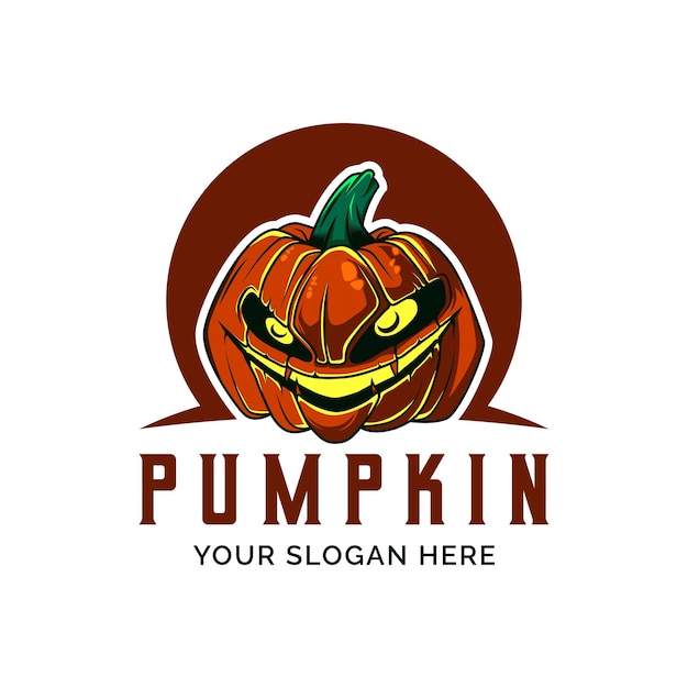 Pumpkin head logo vector illustration template