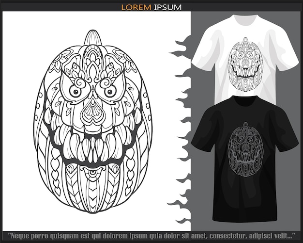 Pumpkin head mandala arts isolated on black and white t shirt