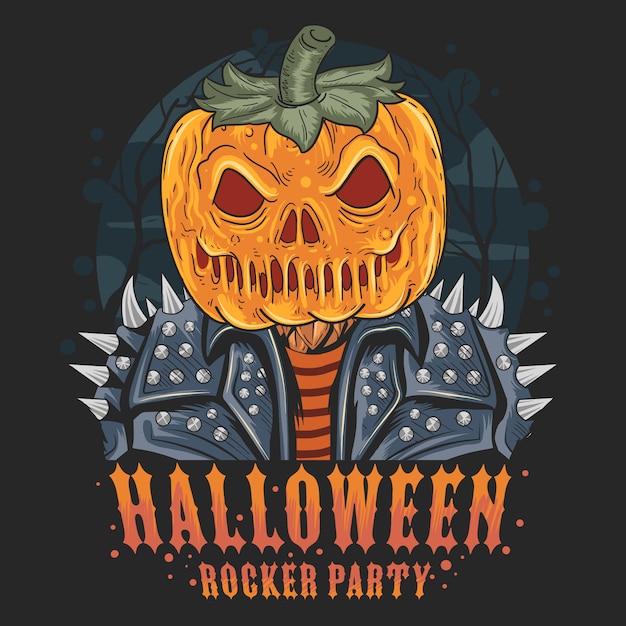 Pumpkin head rocker halloween artwork