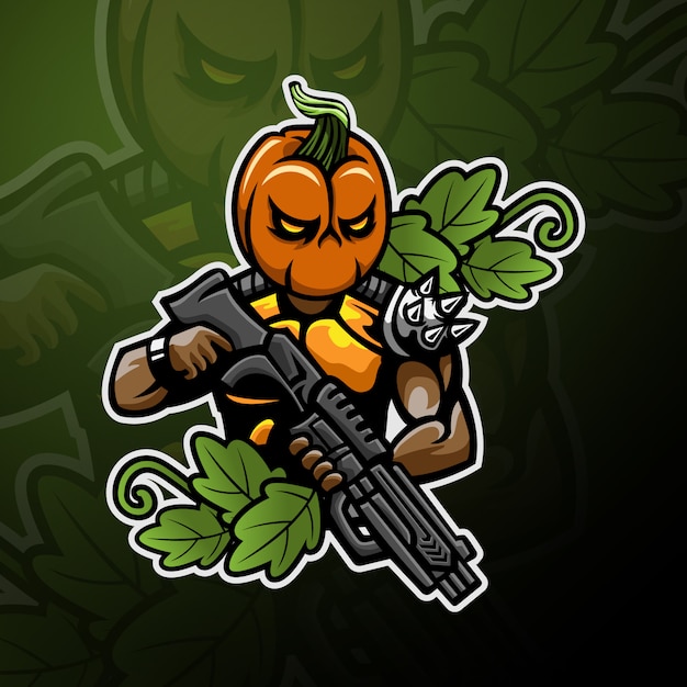 Pumpkin head soldier logo gaming esport