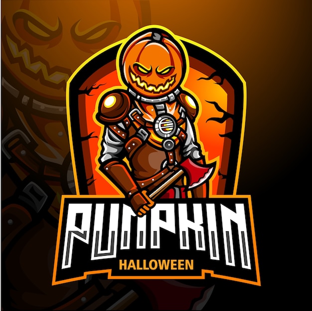 Pumpkin helloween esport logo mascot design