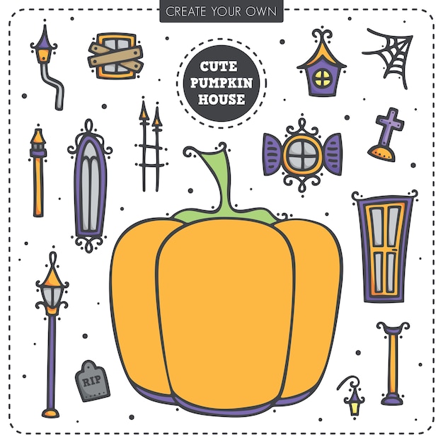 Vector pumpkin house elements