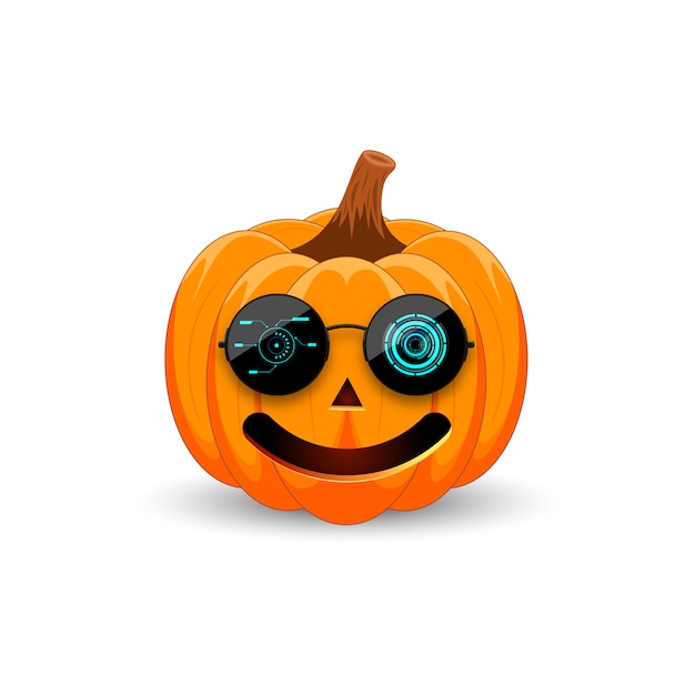 Тыква в черных очках с праздником hud happy halloween.