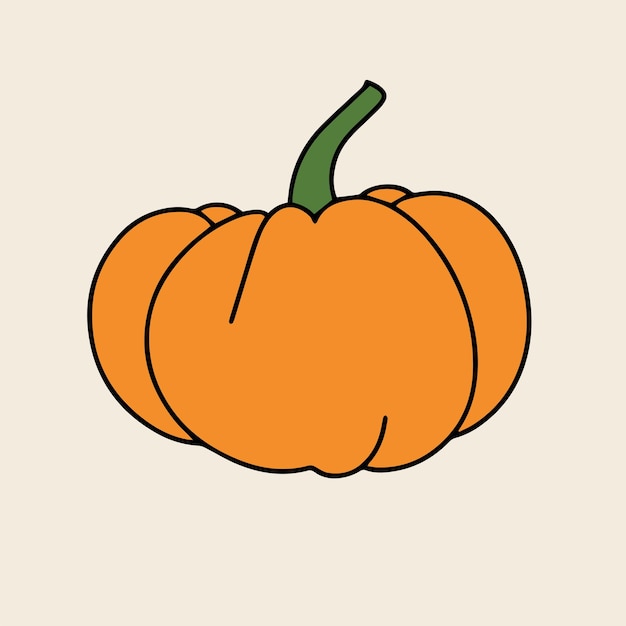 Pumpkin isolated on background in doodle style Harvest holiday Vector illustration Colorful