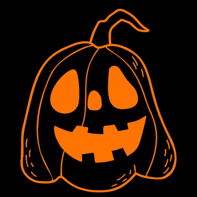 Pumpkin Jack Halloween pumpkin lantern  Hand  line drawing