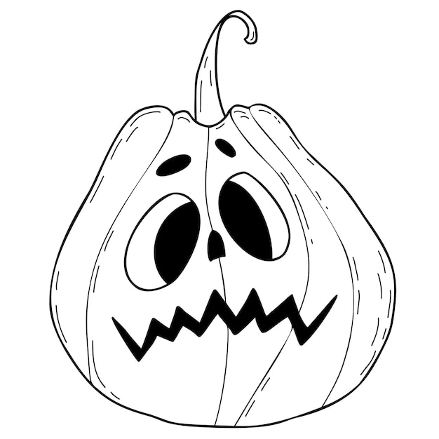 Pumpkin Jack Holiday Halloween pumpkin lantern Vector Hand drawn doodle line drawing