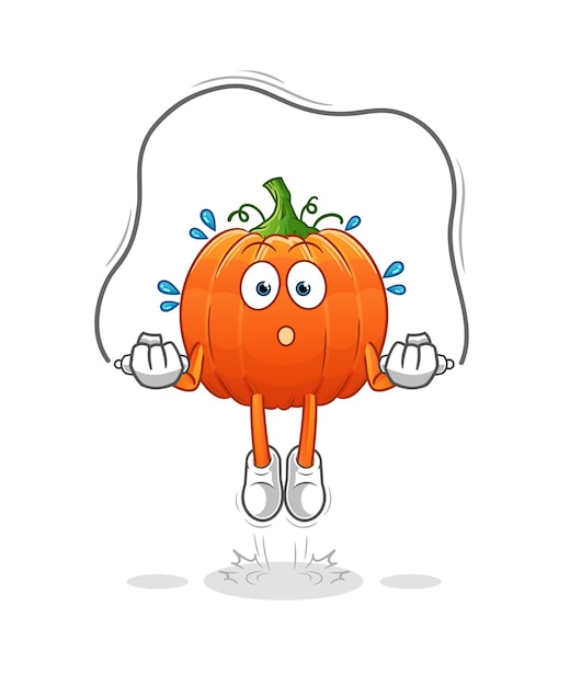 Pumpkin jump rope exercise character vector