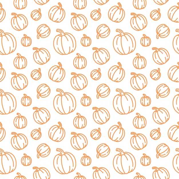Vector pumpkin line icons seamless pattern