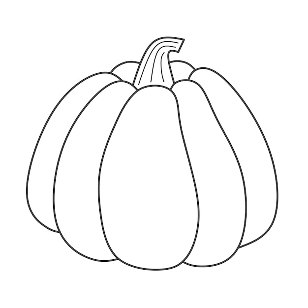 Pumpkin outline doodle contour Vector illustration