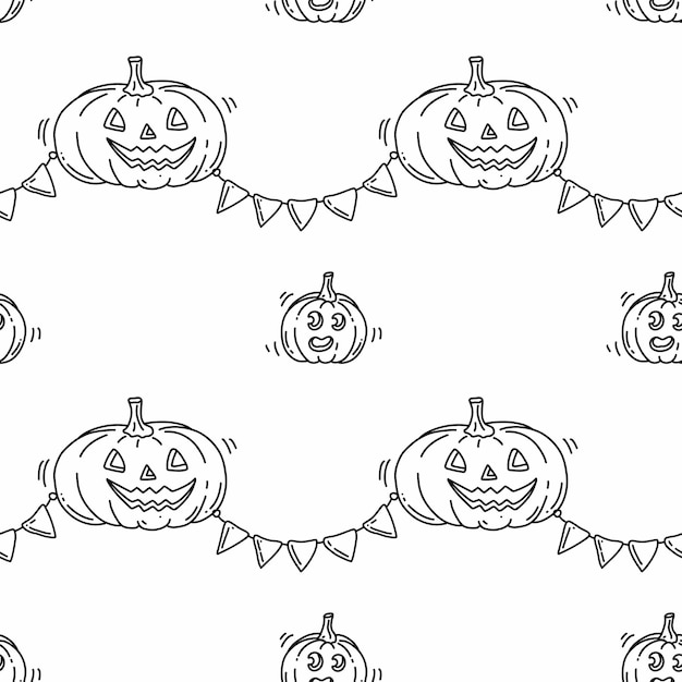 Vector pumpkin party halloween seamless pattern