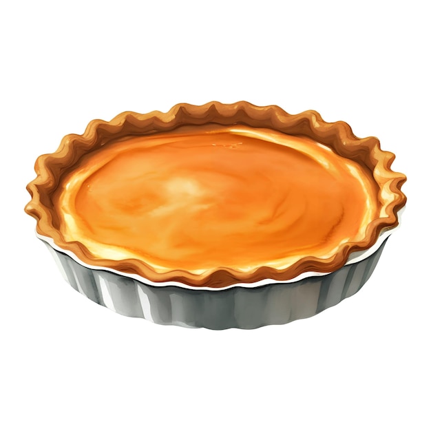 Pumpkin Pie Isolated Hand Drawn Painting Illustration