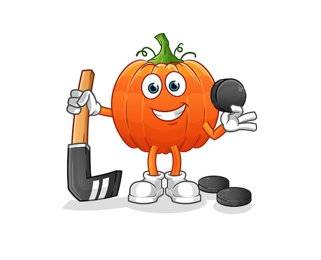 Pumpkin playing hockey vector cartoon character