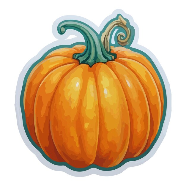 Vector pumpkin printable sticker colorful flat pumpkin cartoon style pumpkin sticker illustrations