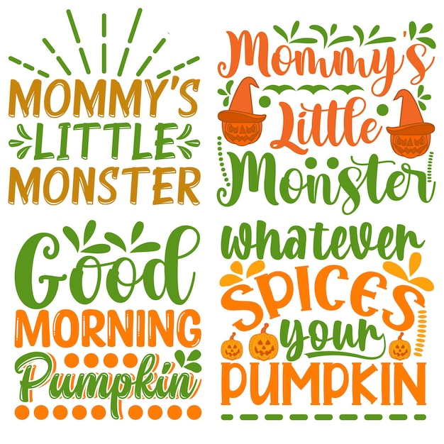 Pumpkin Quotes T-shirt Design Bundle