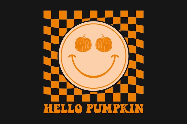 Pumpkin Retro Checkered Smile T-shirt