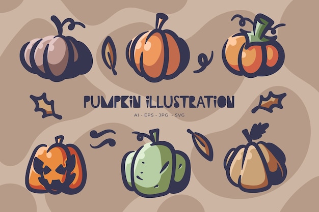 Vector pumpkin retro clip art