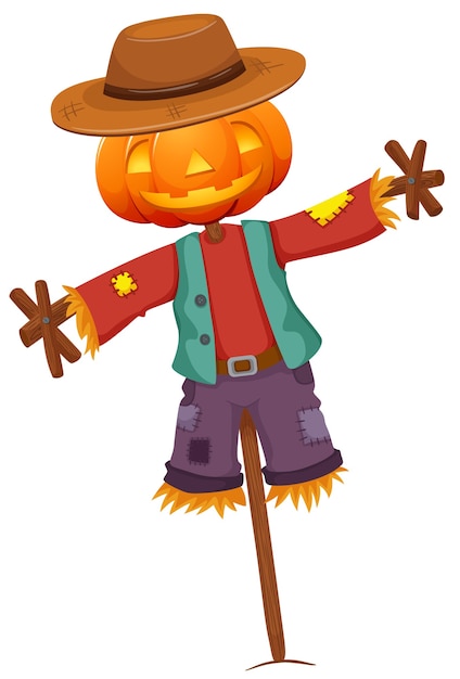 Vector pumpkin scarecrow isolated