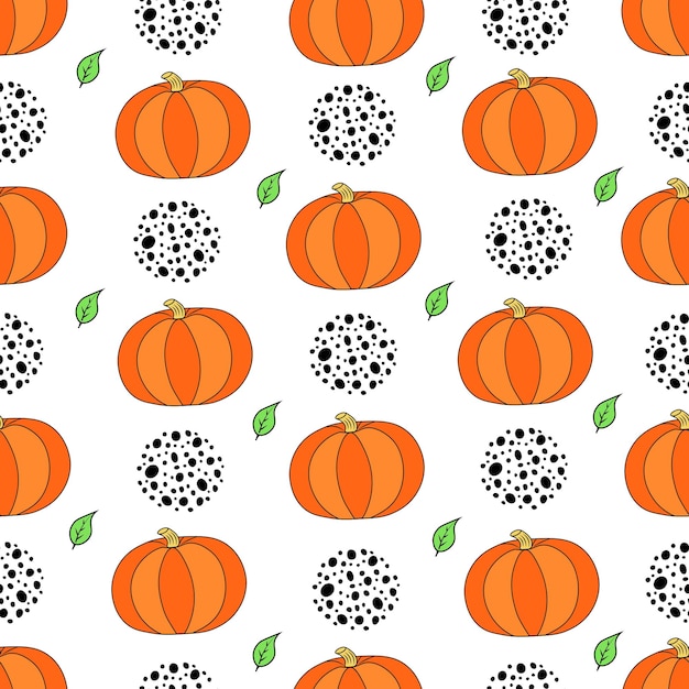 Pumpkin seamless pattern Hand drawn illustration