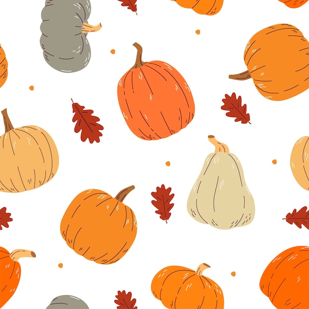 Pumpkin seamless pattern Pumpkin background for Harvest festival or Thanksgiving day