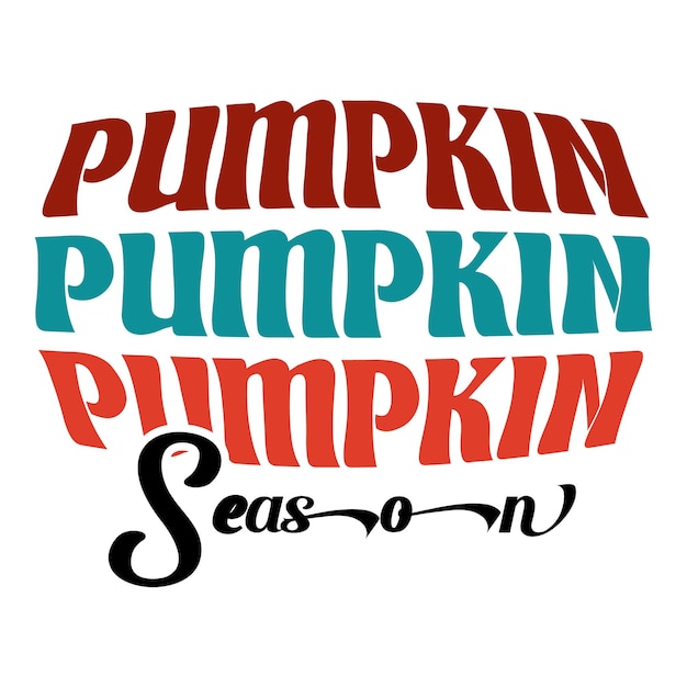 Pumpkin season halloween wavy retro t-shirt design