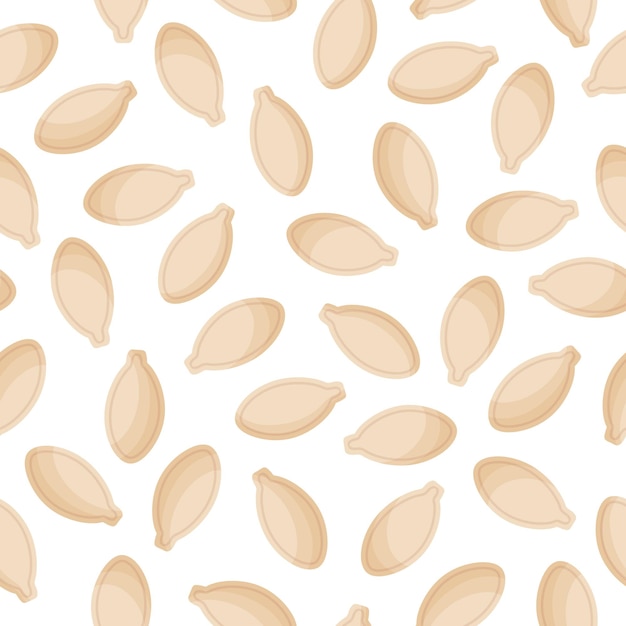 호박 씨앗 벡터 만화는 템플릿 농부 시장 디자인, 라벨 및 포장을 위한 매끄러운 패턴입니다. 천연 에너지 단백질 유기농 슈퍼 푸드.